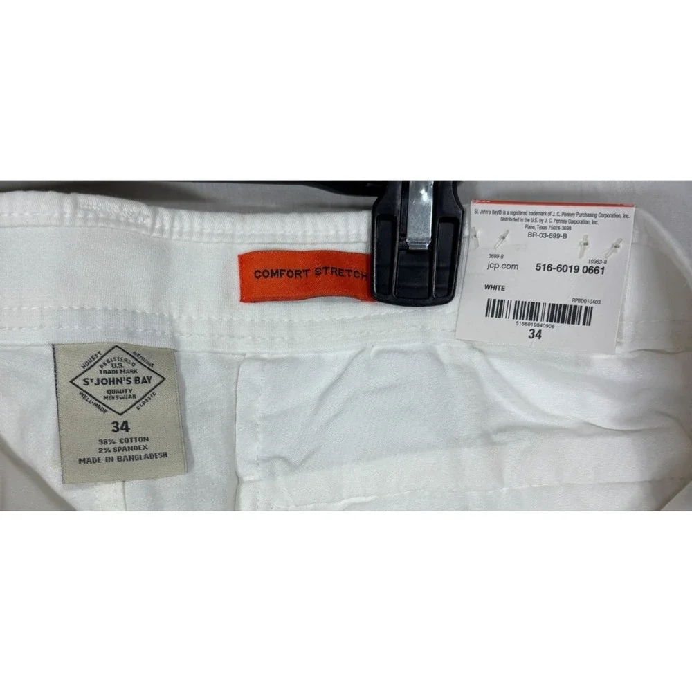 NWT St. John's Bay Shorts White‎ Chinos Comfort Stretch Golf Vacation Mens 34